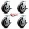 Service Caster 6 Inch Rubber on Aluminum Swivel Caster Set with Roller Bearings and Brakes SCC-20S620-RAR-TLB-4 - alternate 2